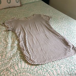 Plus Size Maternity- B&W Polka Dot Cap-Sleeve Top